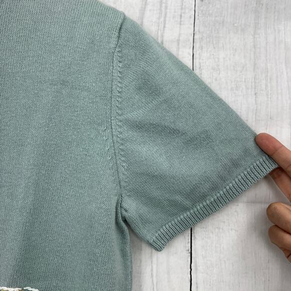 American VINTAGE SMALL 80's Butterfly Embroidered Knit Sweater Short Sleeve - Picture 6 of 9